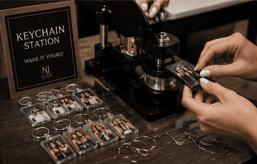 Photo booth keychain station experience