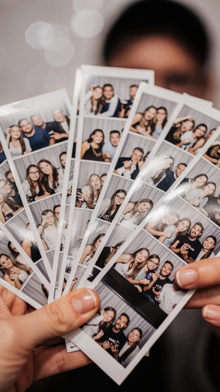 Corporate guests using branded photo booth